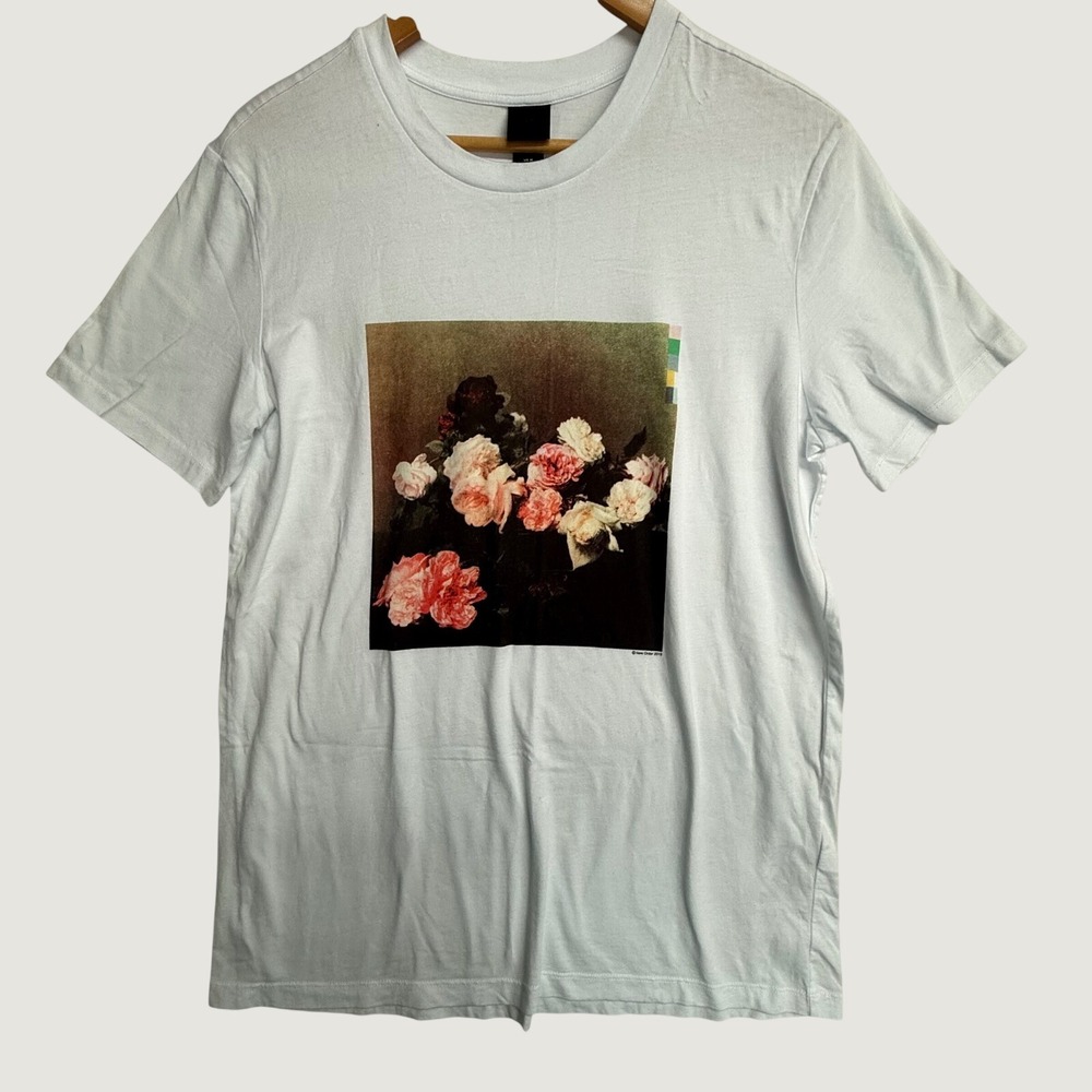 H&M x New Order 2019 Power Corruption Lies Floral Band T Shirt White M
